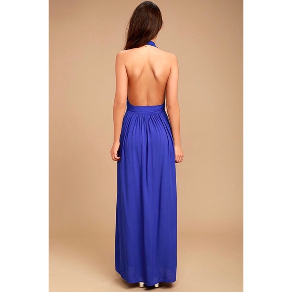 Lulus “Crescendo” Backless Wrap Low Cut Maxi Dress - Picture 4 of 16